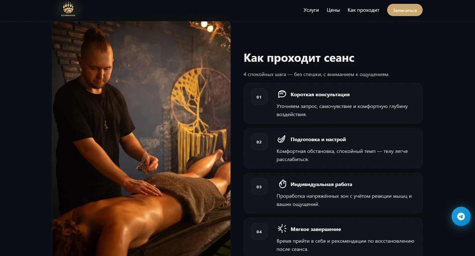Björnmassör — как проходит сеанс